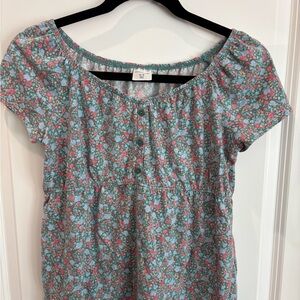 Abercrombie Kids Floral 3 button Short Sleeve Tee - Blue and Pink